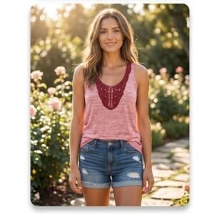 Maurices Women's Red Tank with Knitting Design in the Front
